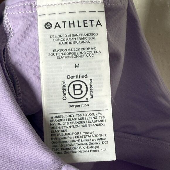 Athleta Elation V-Neck Crop Sports Bra Top in Purple M Stretch Included Cups - Picture 6 of 8